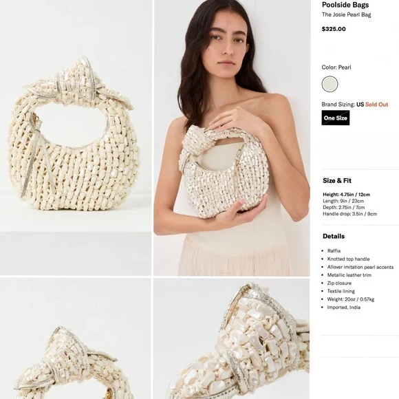 Poolside The Josie  Knotted Top Handle Pearl Bag - Picture 12 of 16